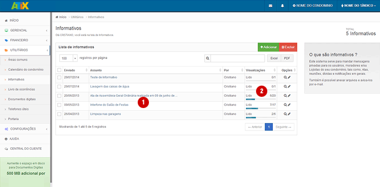 sistemaatix Informativo e Mensagens